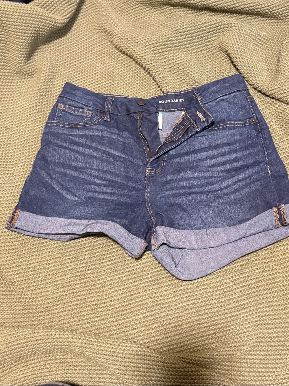 No Boundaries Dark Blue Cuffed Denim Shorts